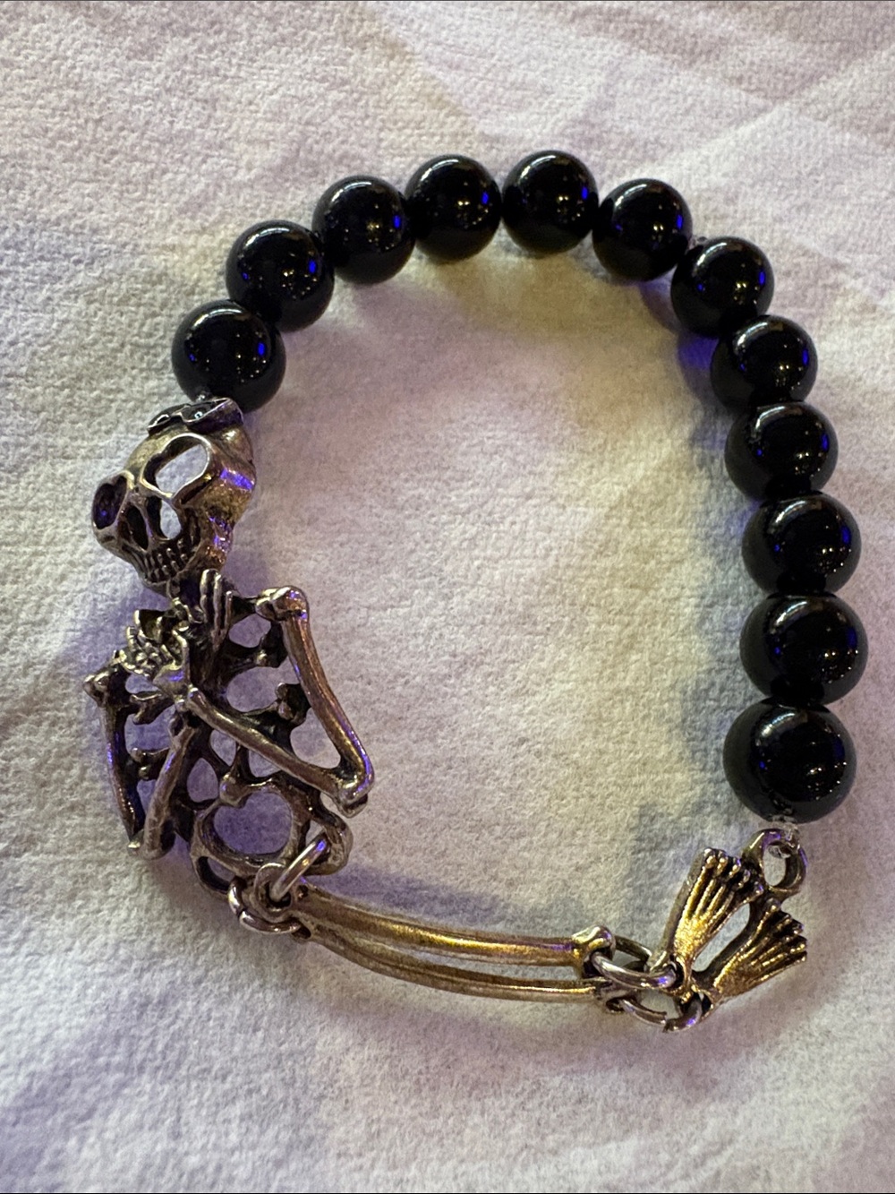 OKO Creations skeleton and onyx stretch bracelet